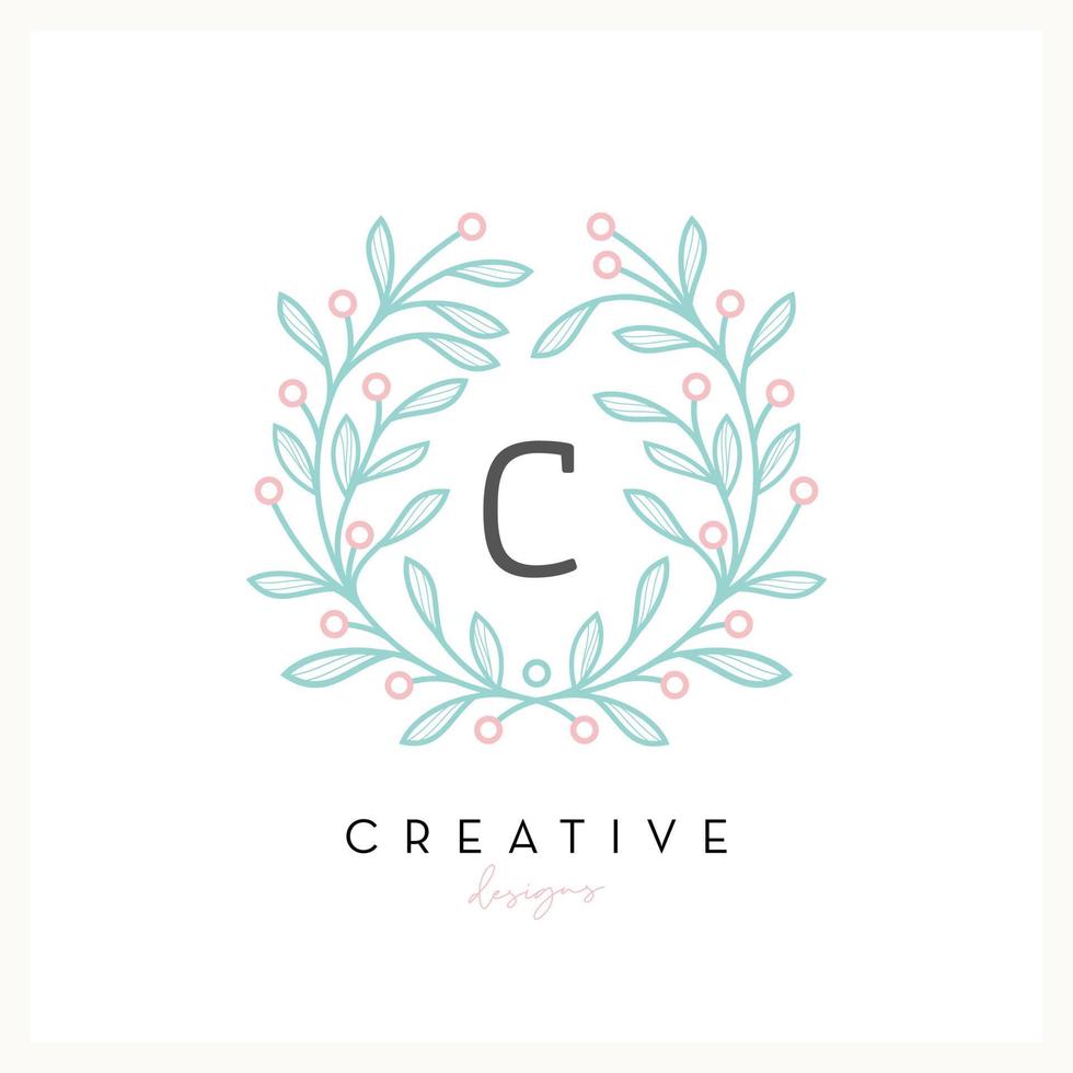 Luxury floral logo letter C for Beauty Cosmetic business, wedding invitation, boutique and other company vector