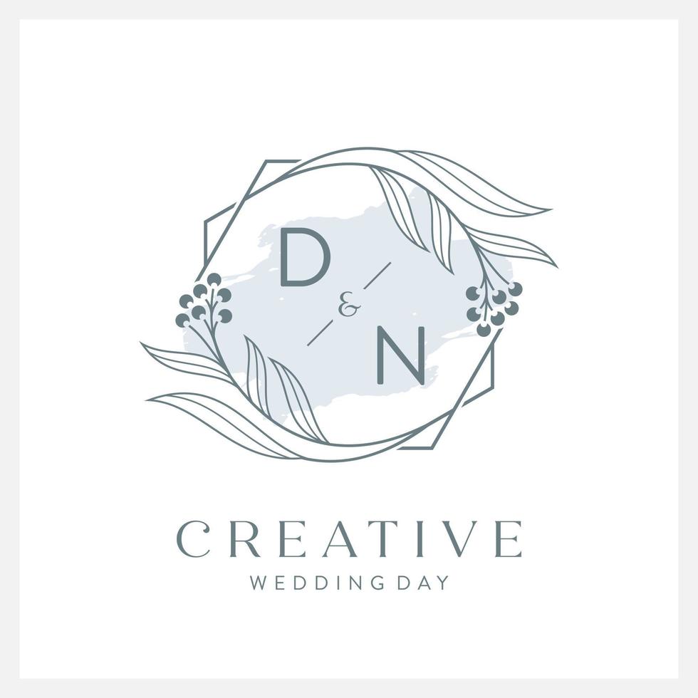 Wedding logo initial D and N with beautiful watercolor vector