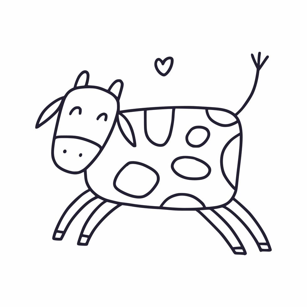 A cow drawn in the style of doodles vector