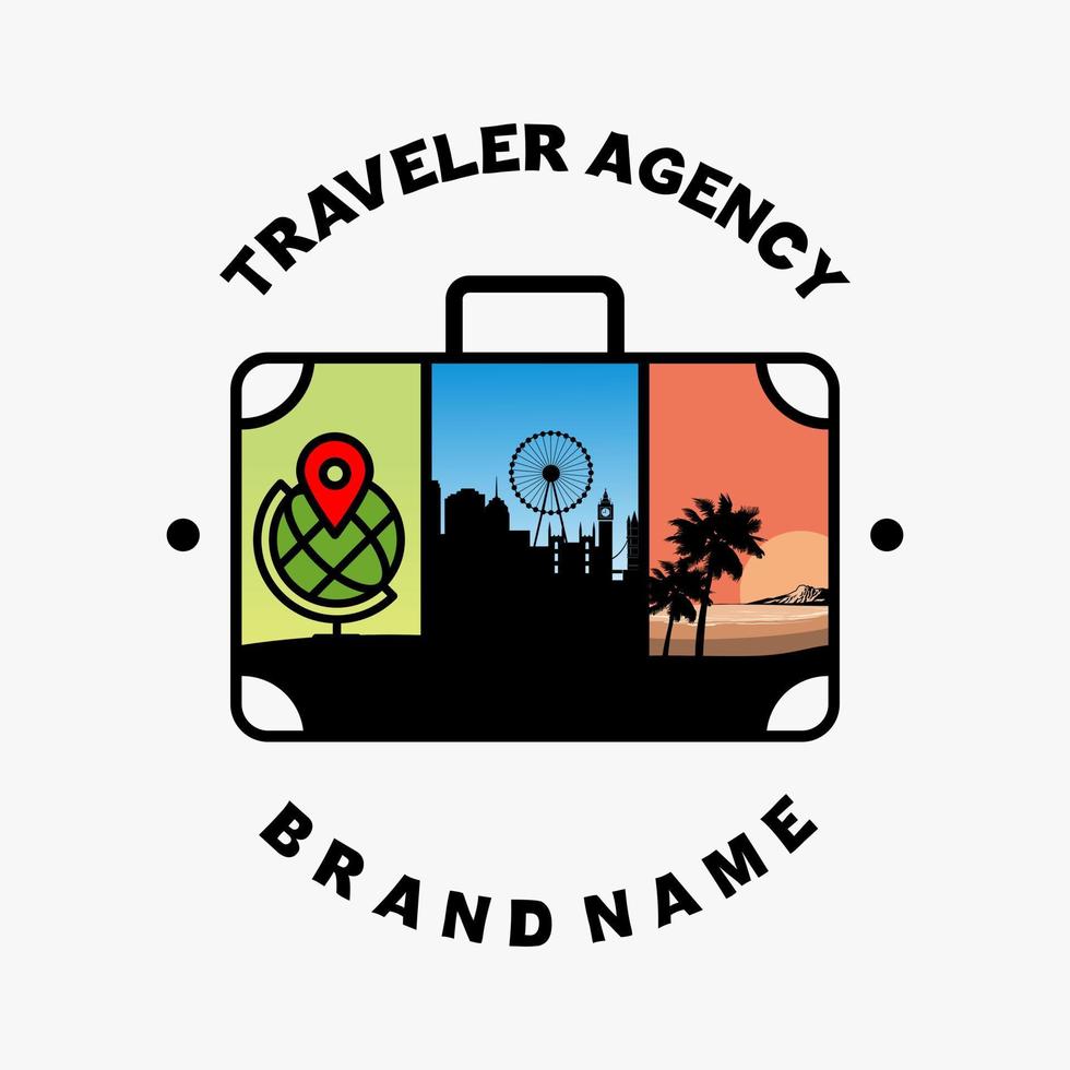 traveler agency bag logo designs illustration design vector