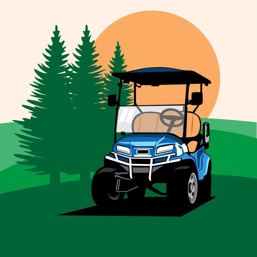 golf cart illustration design logo icon vector