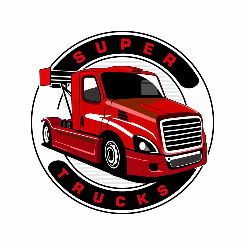 vector de icono de logotipo de diseño de ilustración de semi camiones