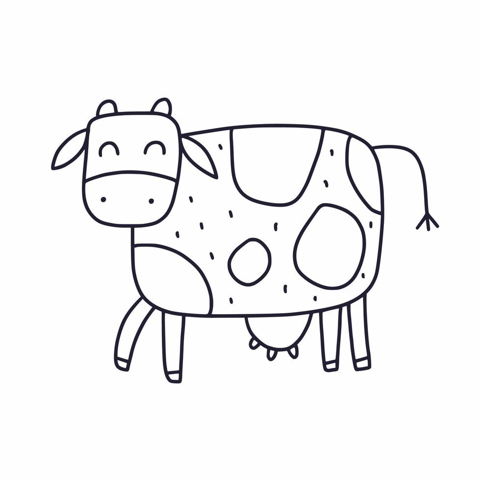 A cow drawn in the style of doodles vector