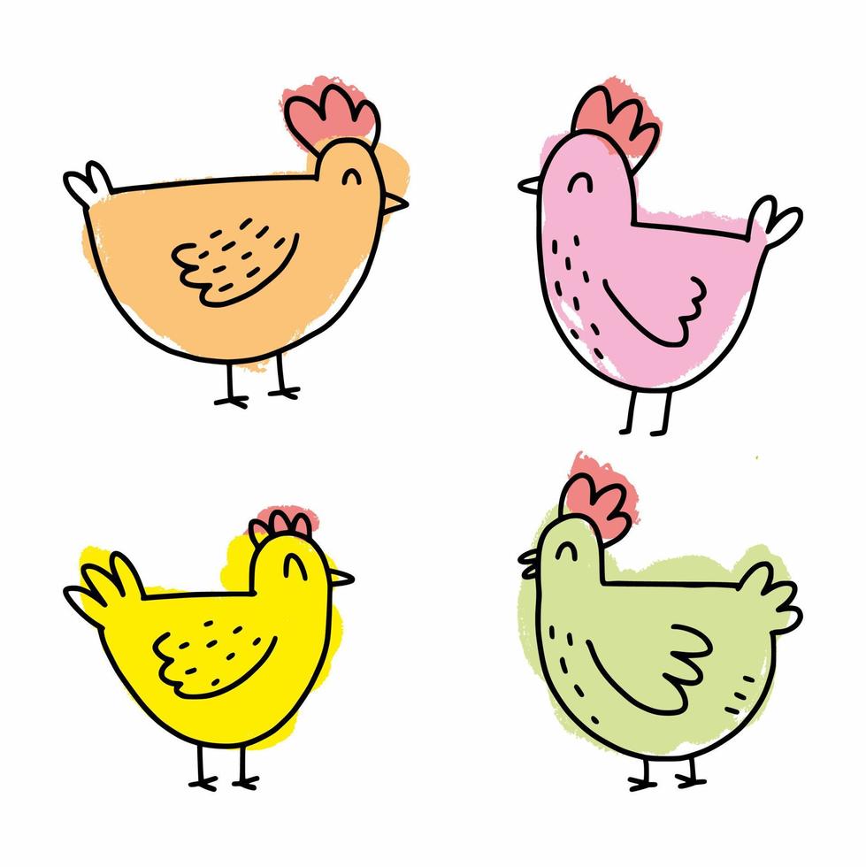 A set of funny chickens vector