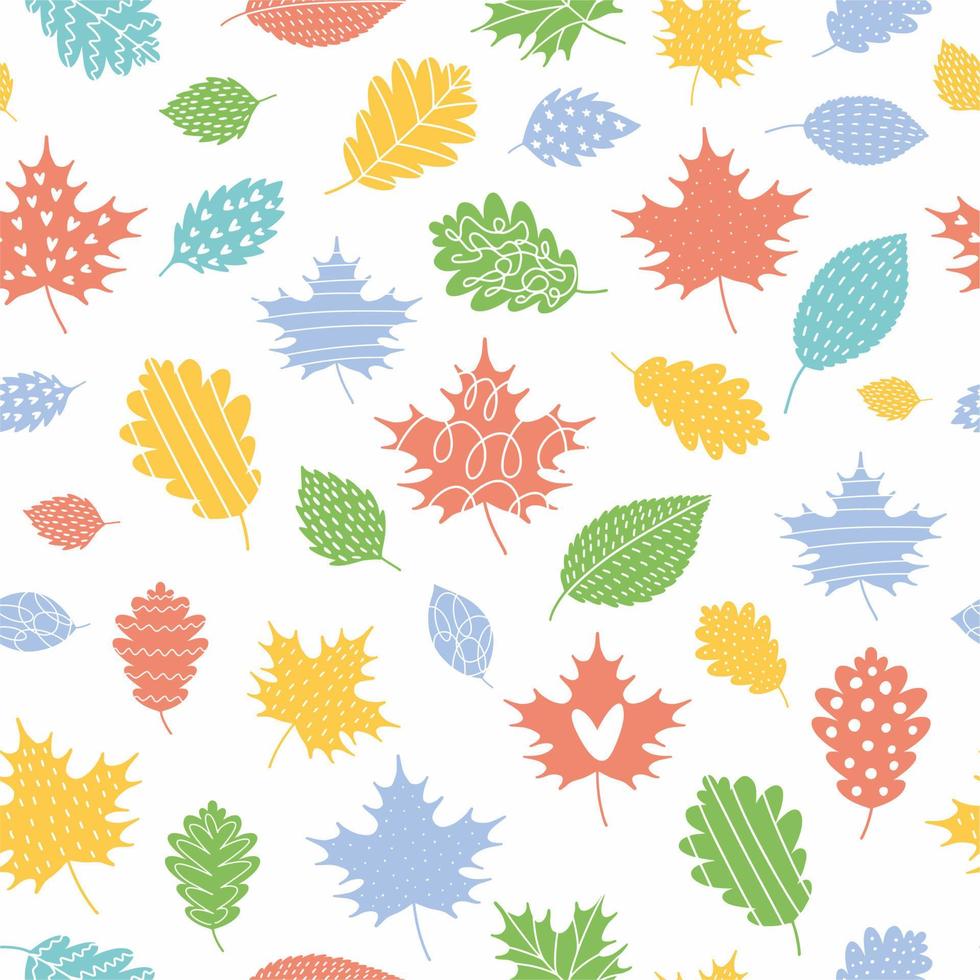 Pattern with autumn leaves vector