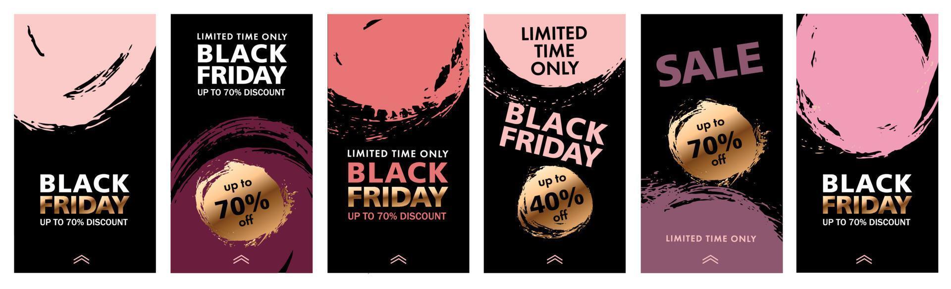 Black Friday, grunge style. Editable Stories template. Vector. vector