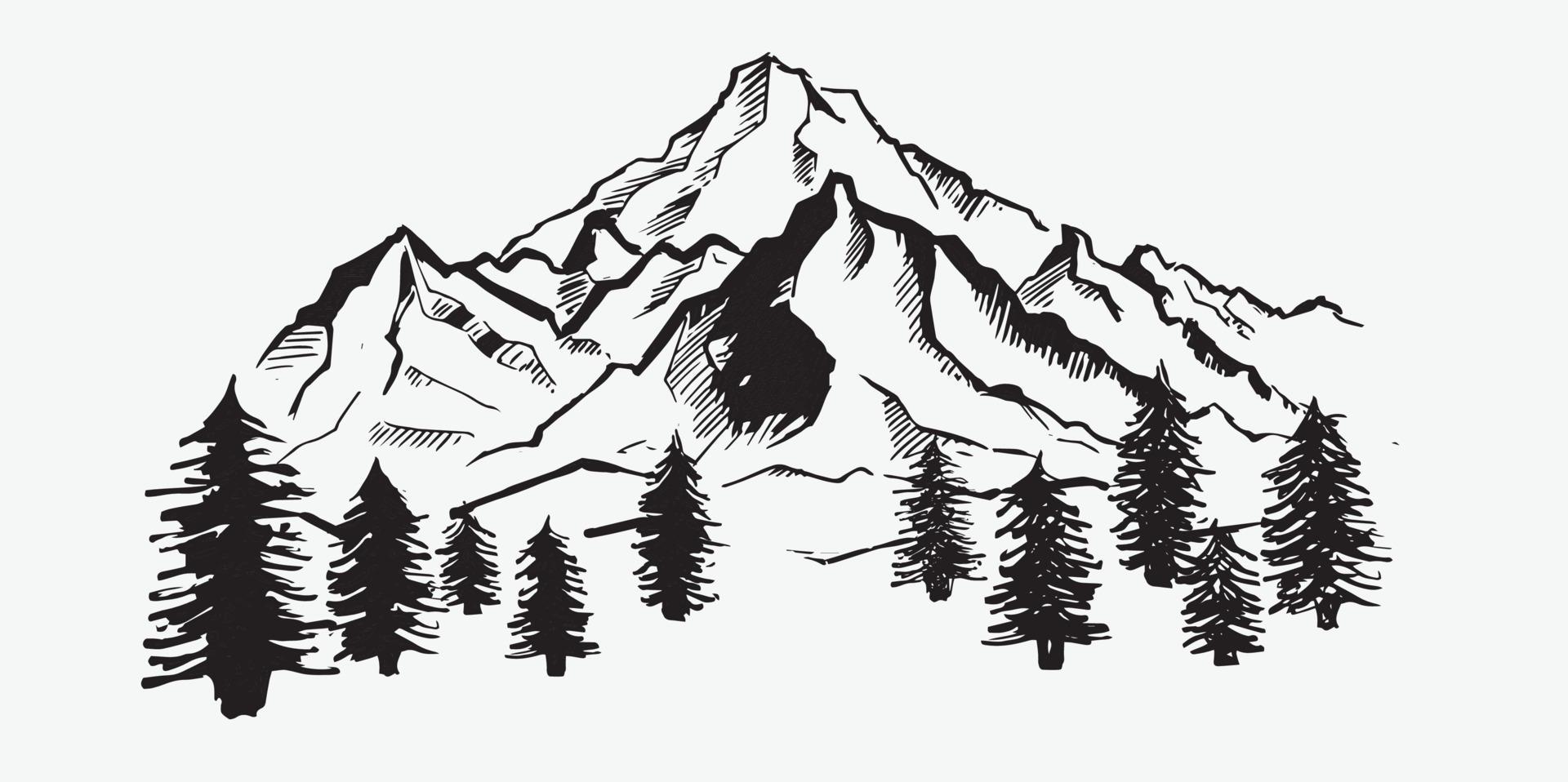 Mountain landscape, hand drawn illustration vector