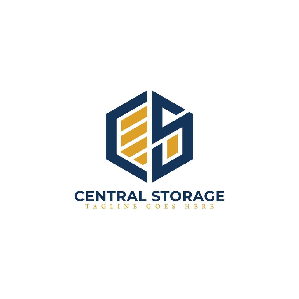 Abstract initial letter CS or SC logo in blue-yellow color isolated in white background applied for self-storage company logo also suitable for the brands or companies have initial name SC or CS. vector