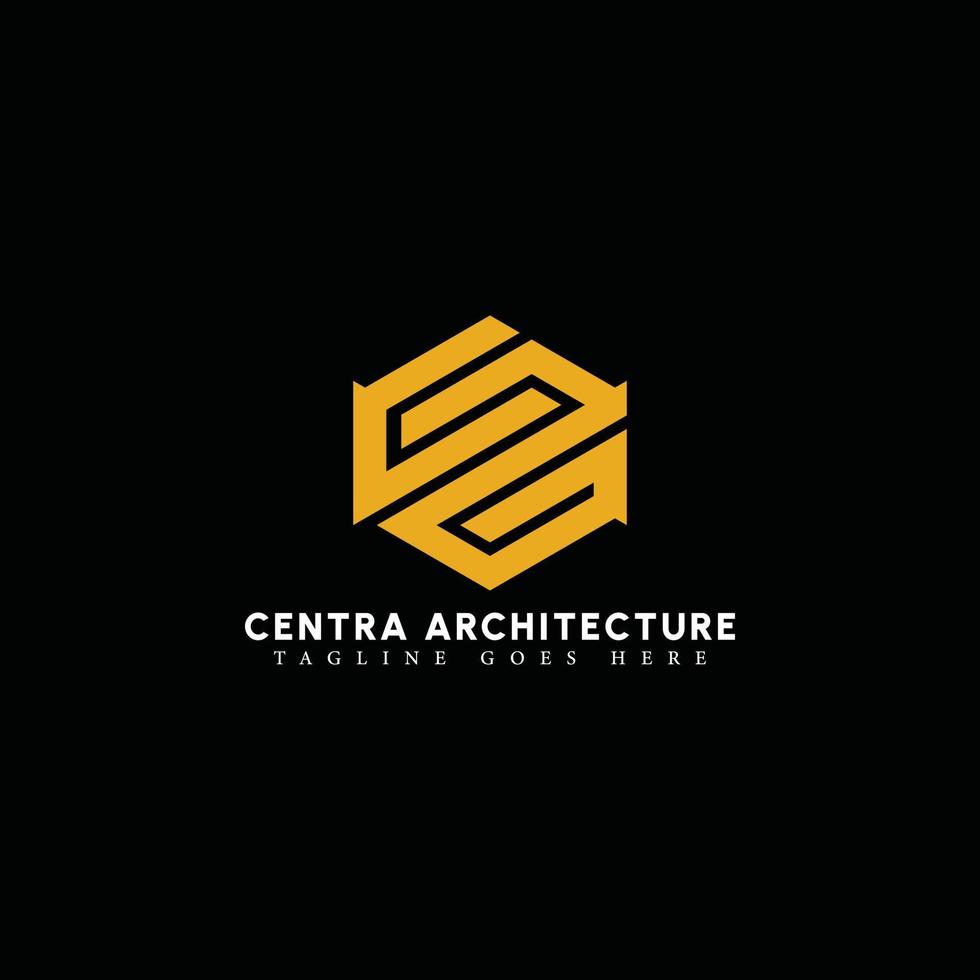 logotipo de la letra inicial abstracta ca o ac en color amarillo aislado en fondo negro solicitado para el logotipo de la firma de arquitectura también adecuado para las marcas o empresas que tienen el nombre inicial ac o ca. vector