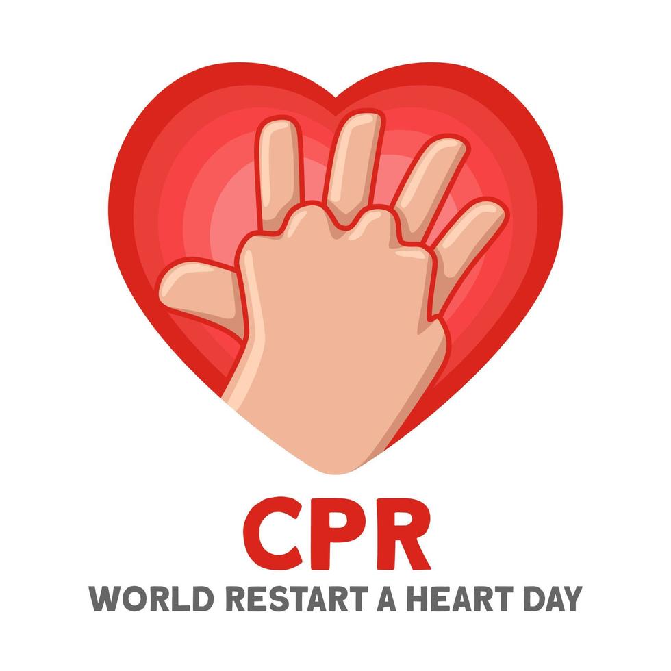 CPR illustration. World Restart a Heart Day vector