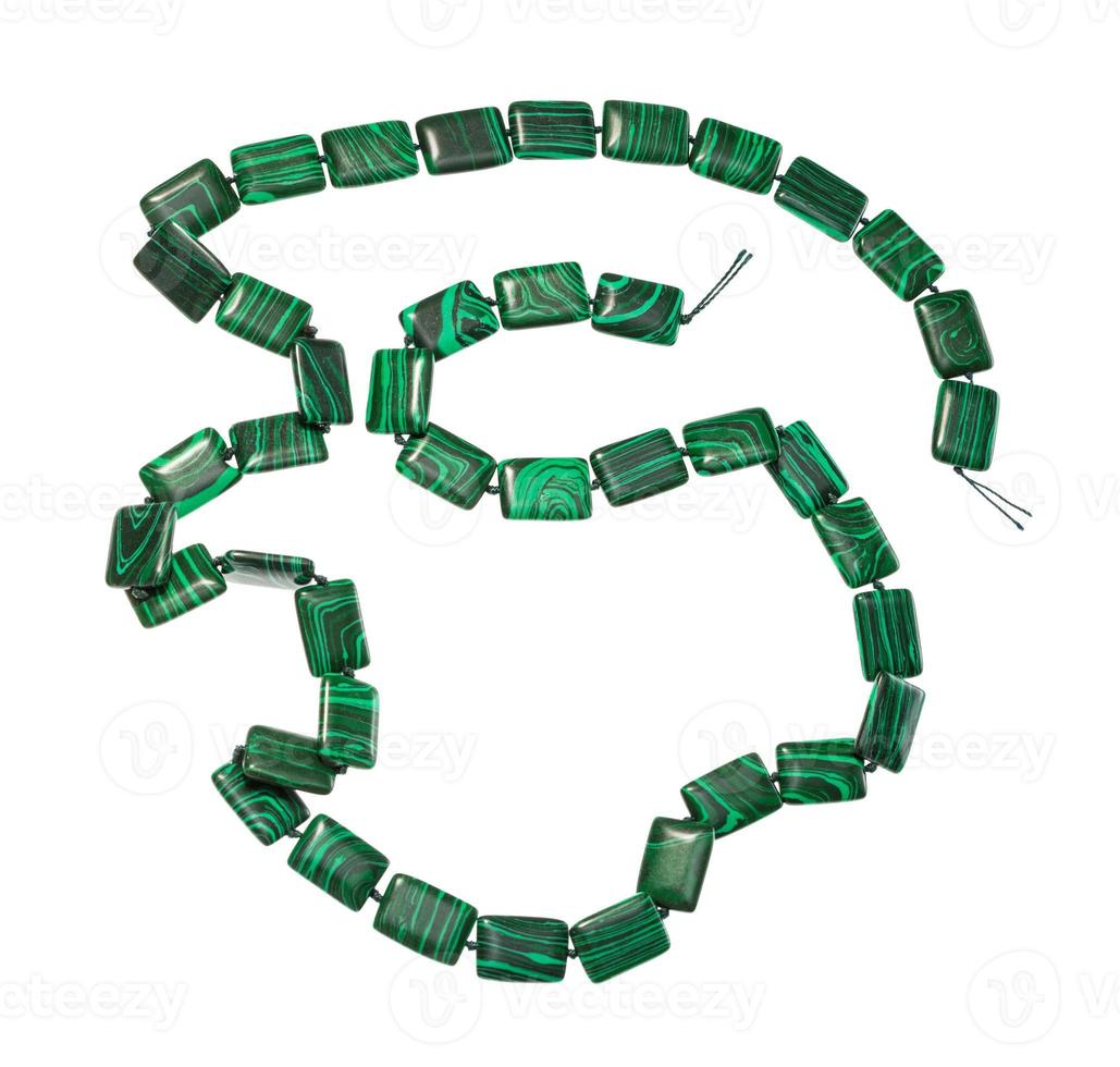 coiled string of beads from artificial malachite photo