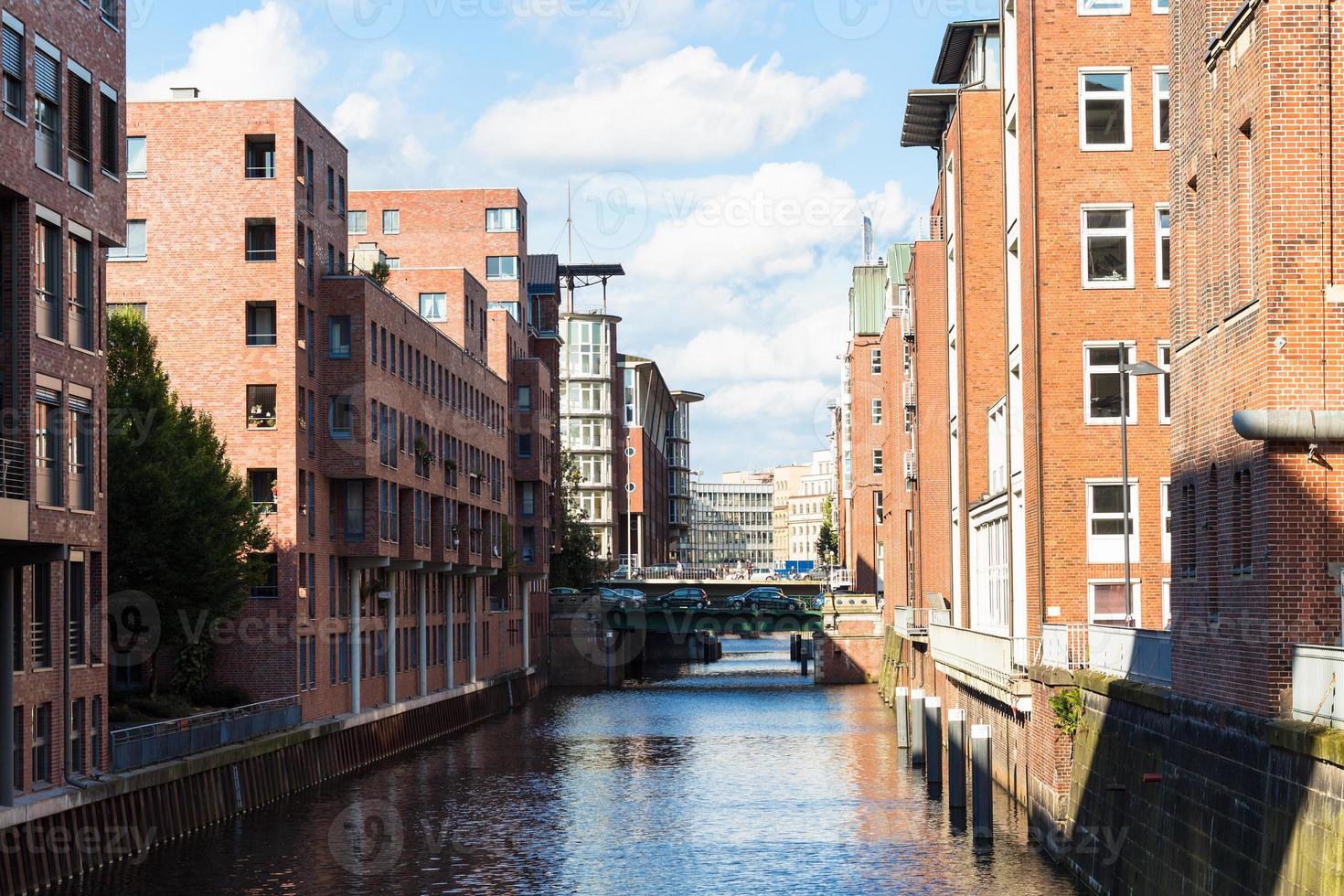 canal and Pulverturmsbrucke bridge in Hamburg photo
