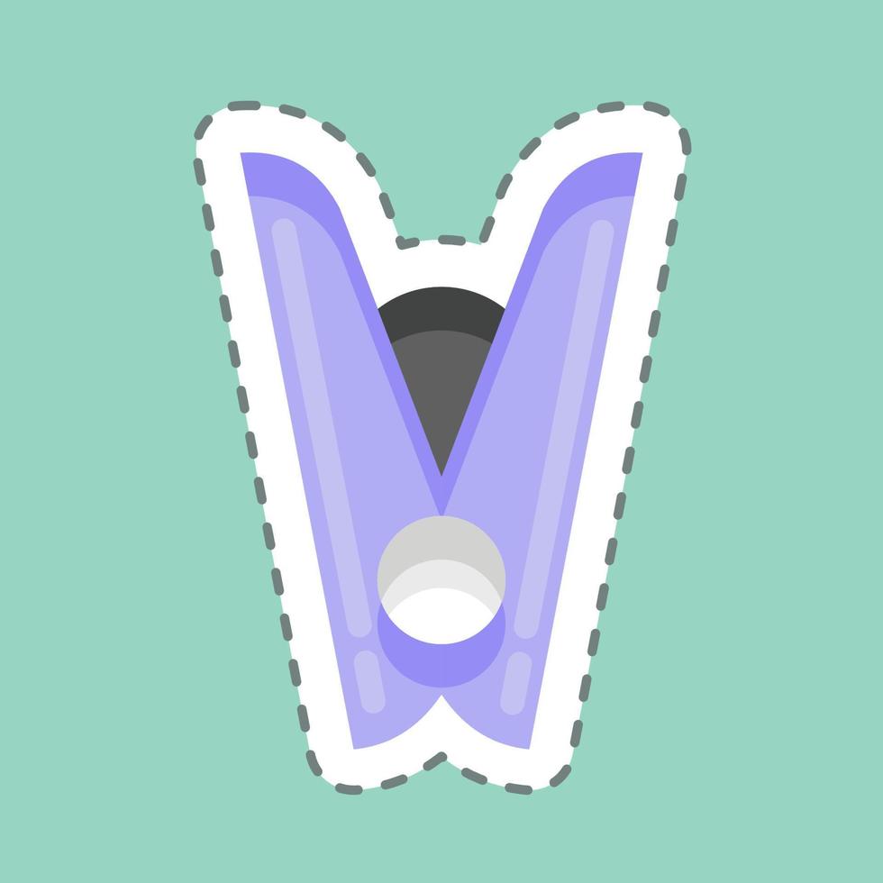 Sticker line cut Clothespin. related to Laundry symbol. simple design editable. simple illustration, good for prints vector