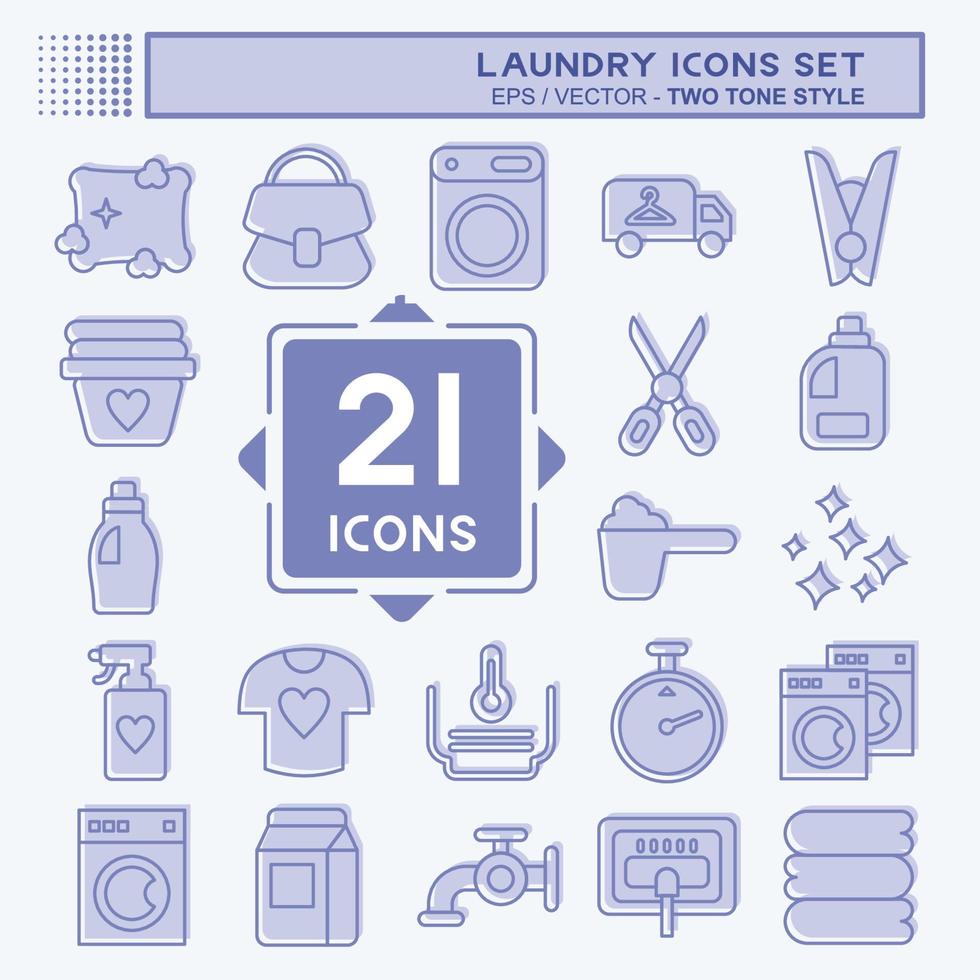 Icon Set Laundry. related to Laundry symbol. two tone style. simple design editable. simple illustration, good for prints vector