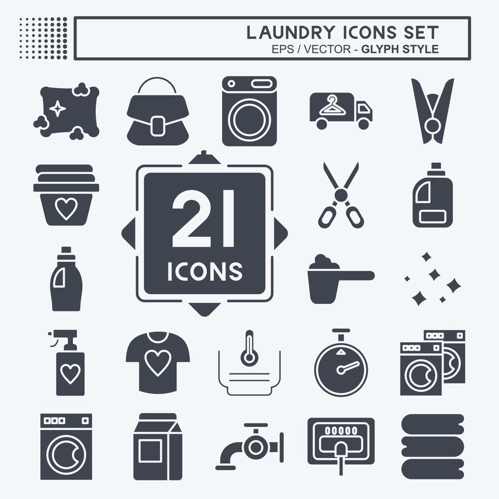 Icon Set Laundry. related to Laundry symbol. glyph style. simple design editable. simple illustration, good for prints vector