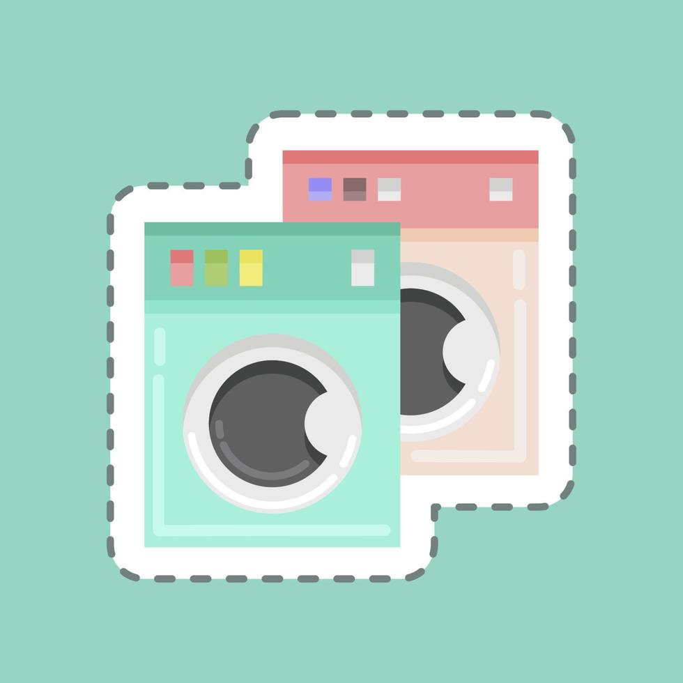 Sticker line cut Washing Machines. related to Laundry symbol. simple design editable. simple illustration, good for prints vector