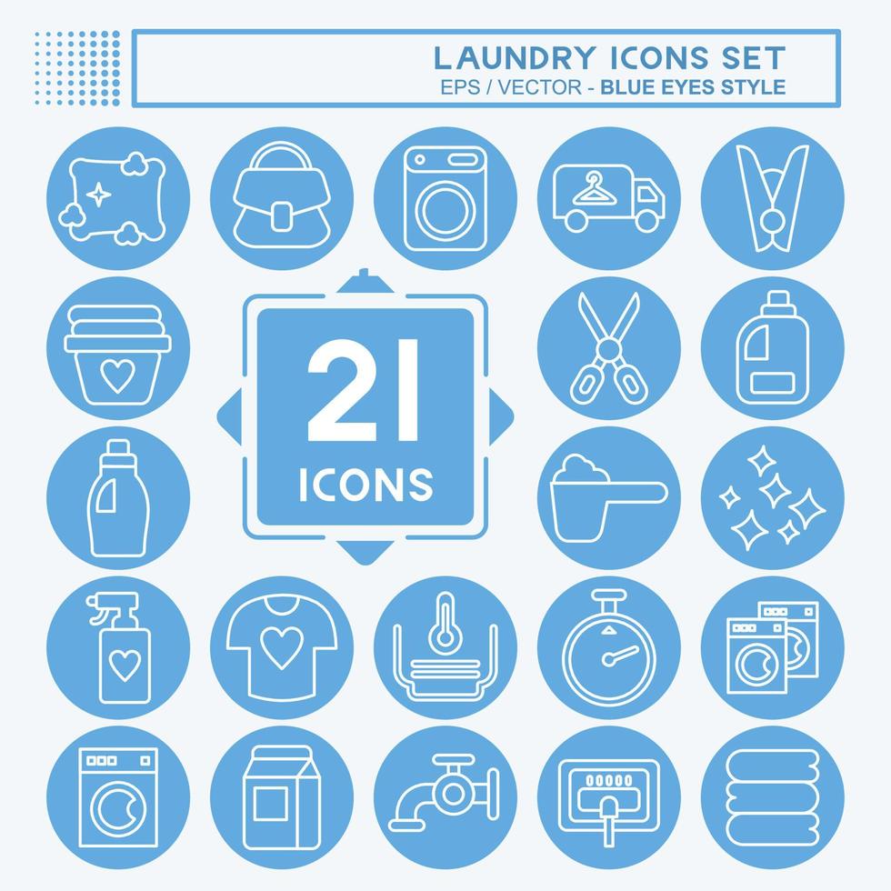 Icon Set Laundry. related to Laundry symbol. blue eyes style. simple design editable. simple illustration, good for prints vector