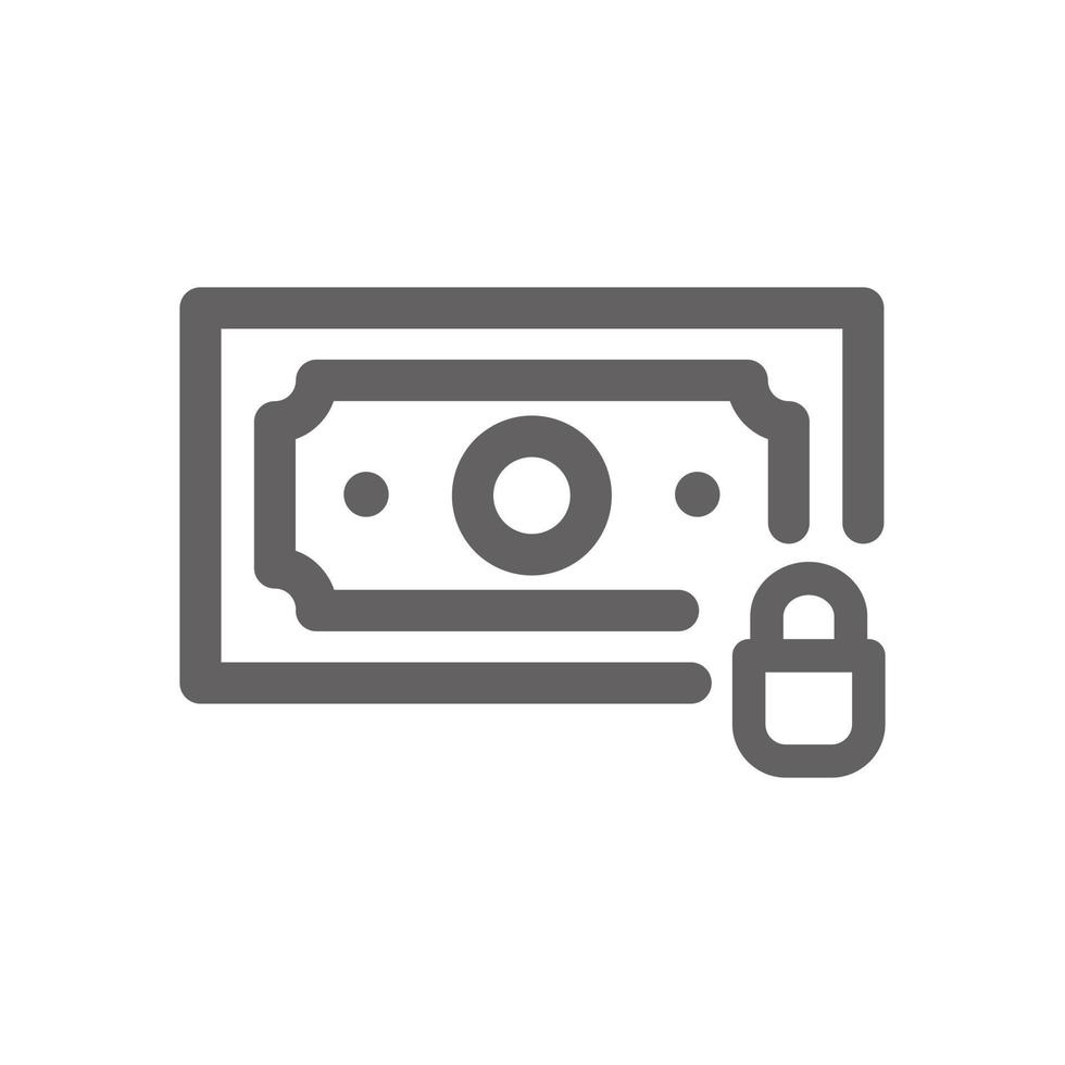 banknote with locked symbol icon. Perfect for web design or payment applications. Simple vector illustration.