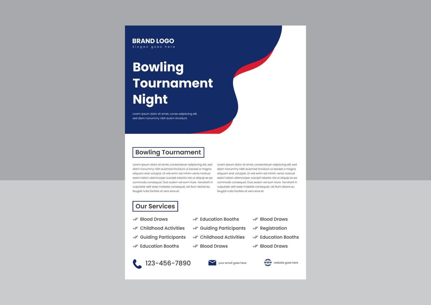 bowling tournament flyer poster design template. bowling sports event flyer poster design. bowling night flyer design. vector