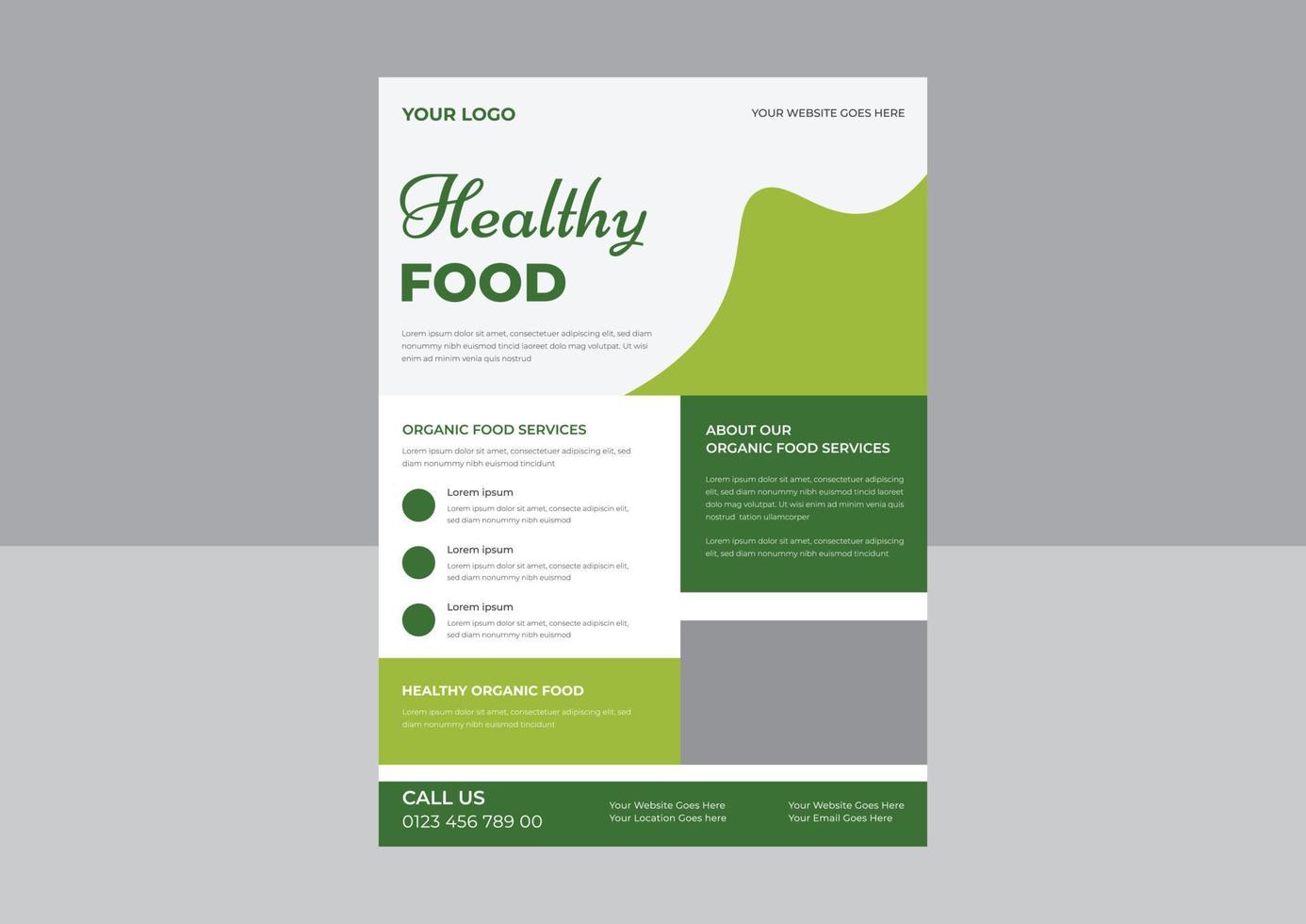 folleto de entrega de alimentos, folleto de alimentos para restaurante y tienda de comida rápida, comida natural. folleto de frutas frescas dibujadas vector