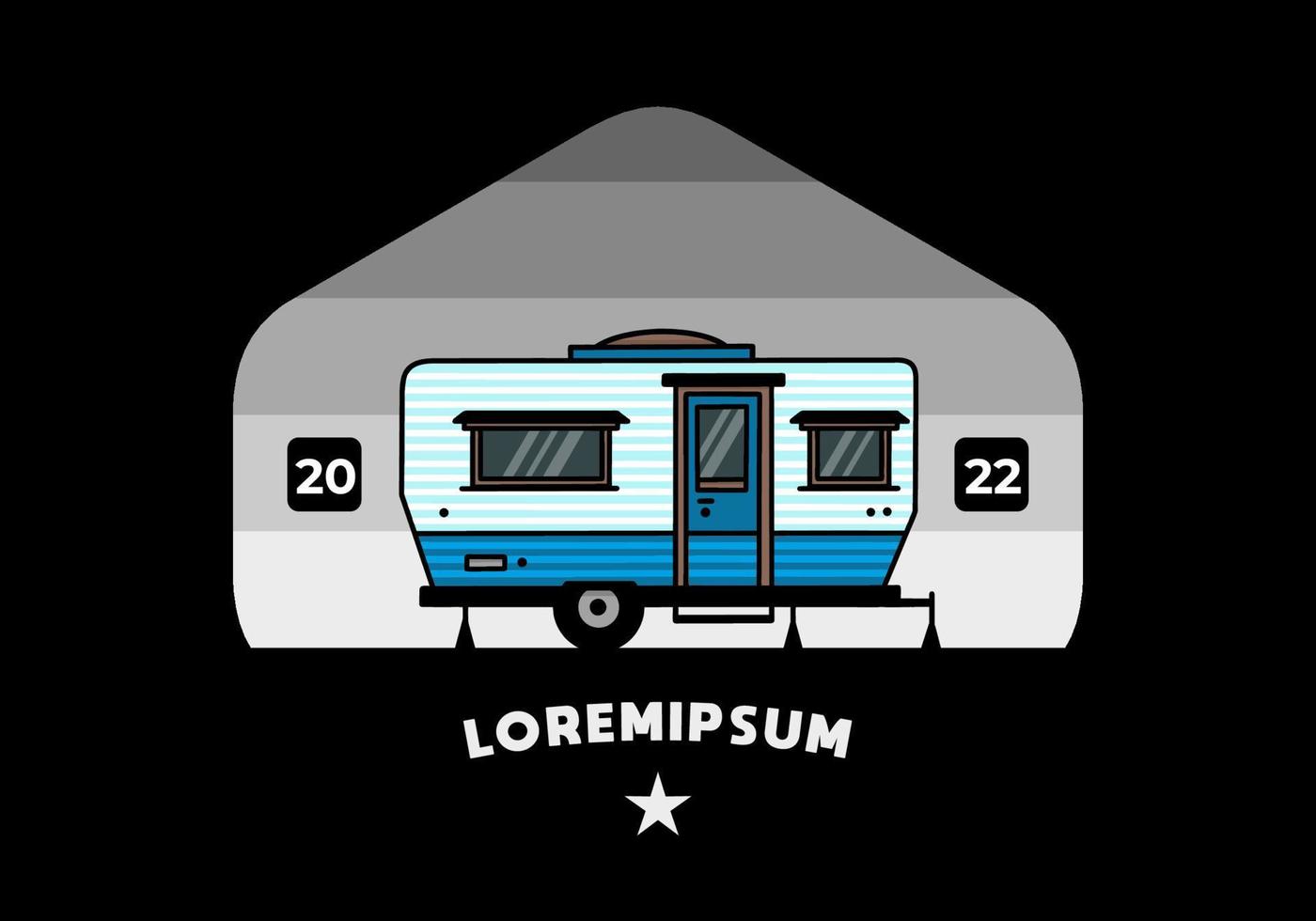 Teardrop van camper illustration badge design vector