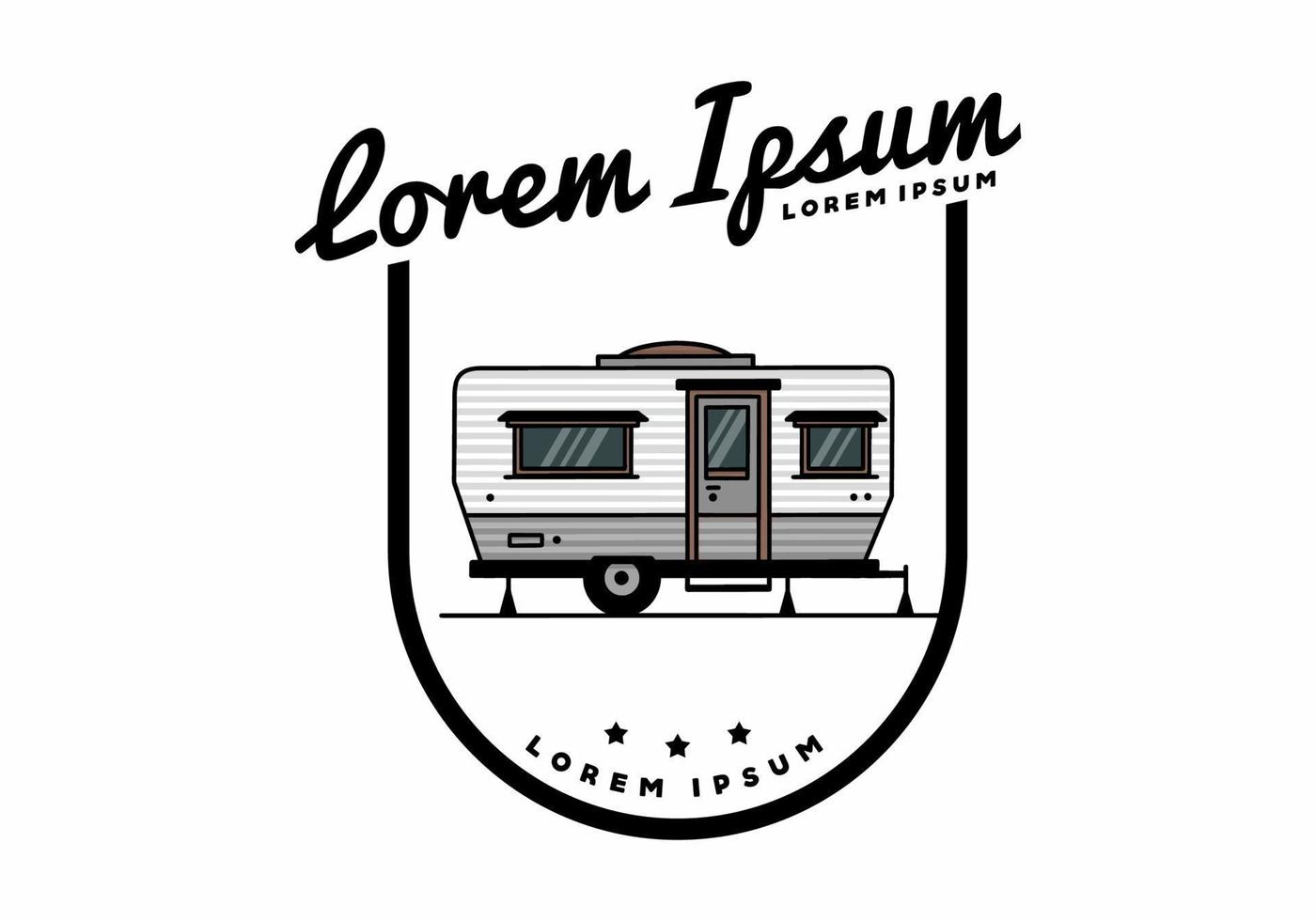 Teardrop van camper illustration badge design vector