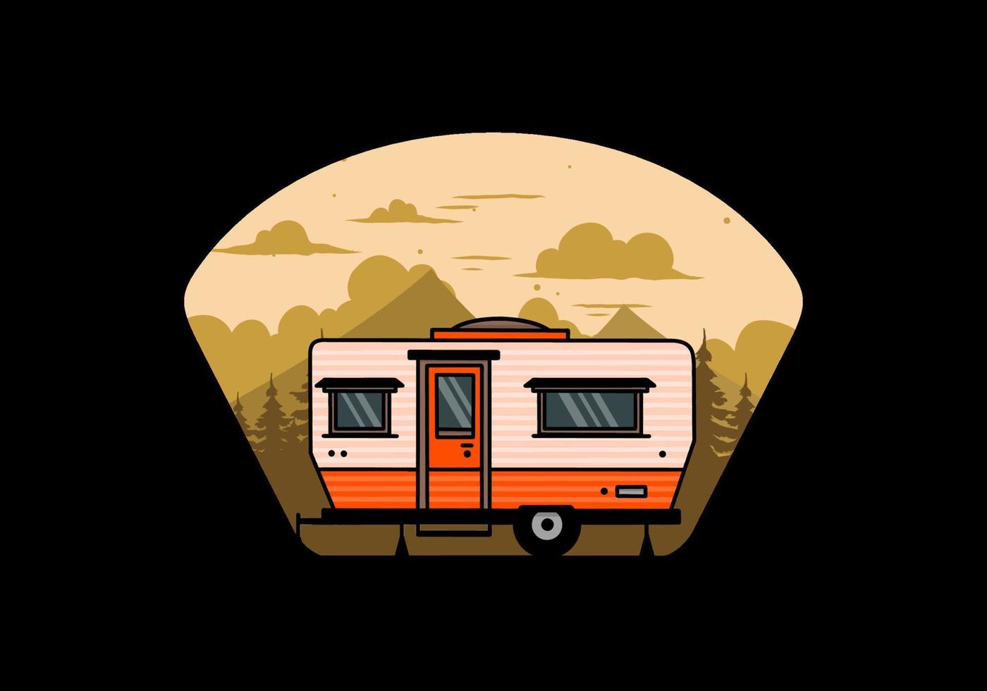 diseño de insignia de ilustración de camper furgoneta en forma de lágrima vector