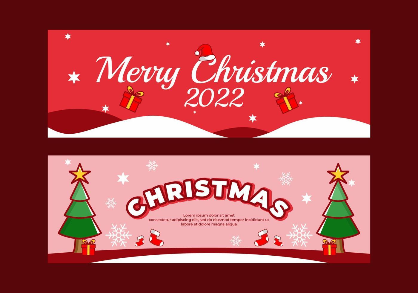 Christmas social media banner and ads design in red color vector