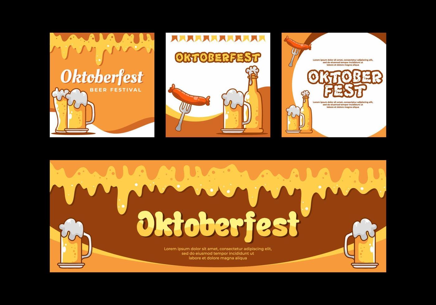 Oktoberfest social media flat banner design vector