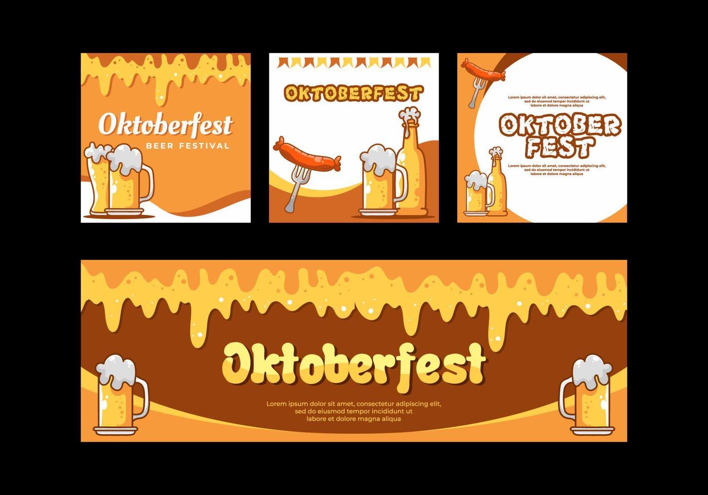 diseño de banner plano de redes sociales de oktoberfest vector