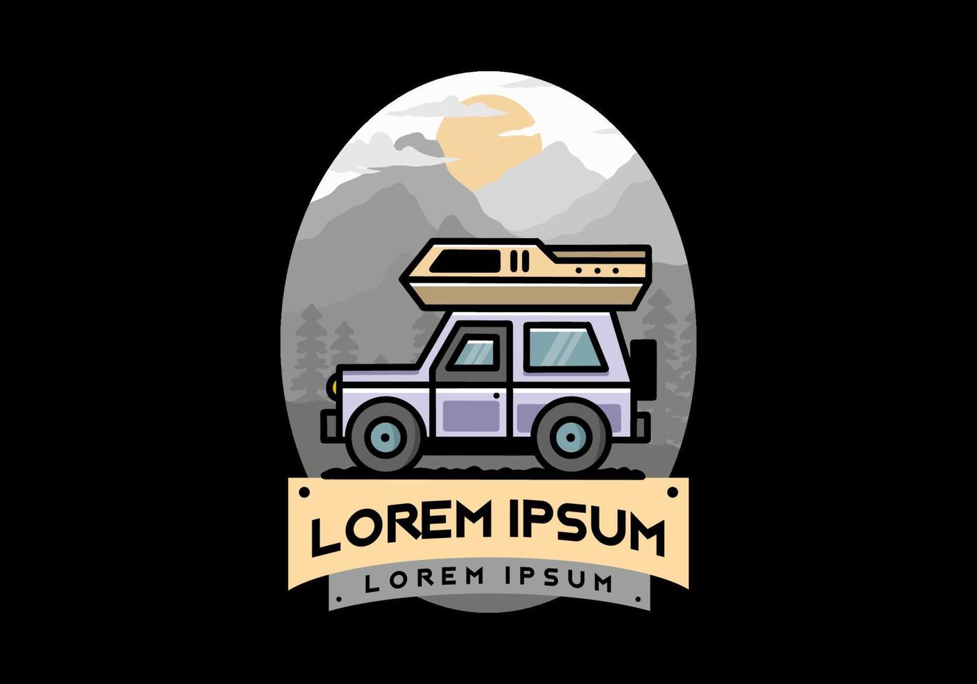 Off road vehicle car camping illustration badge design vector