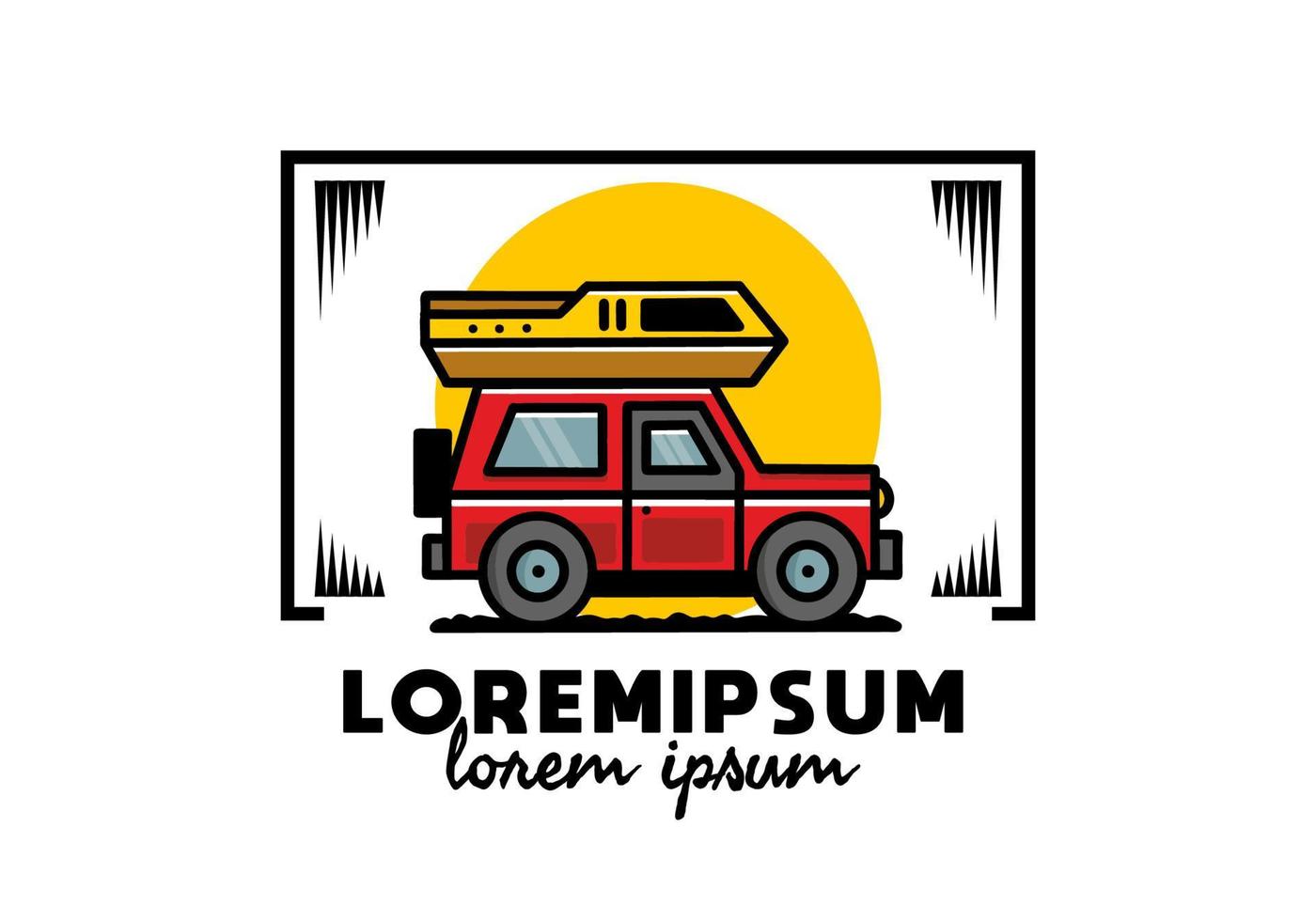 Off road vehicle car camping illustration badge design vector