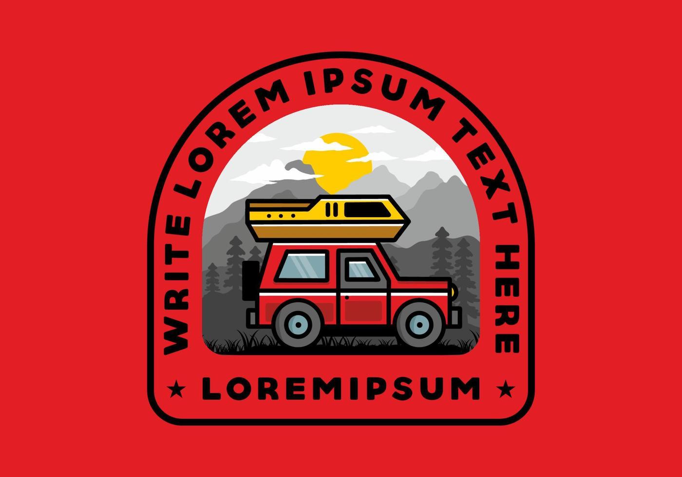 Off road vehicle car camping illustration badge design vector