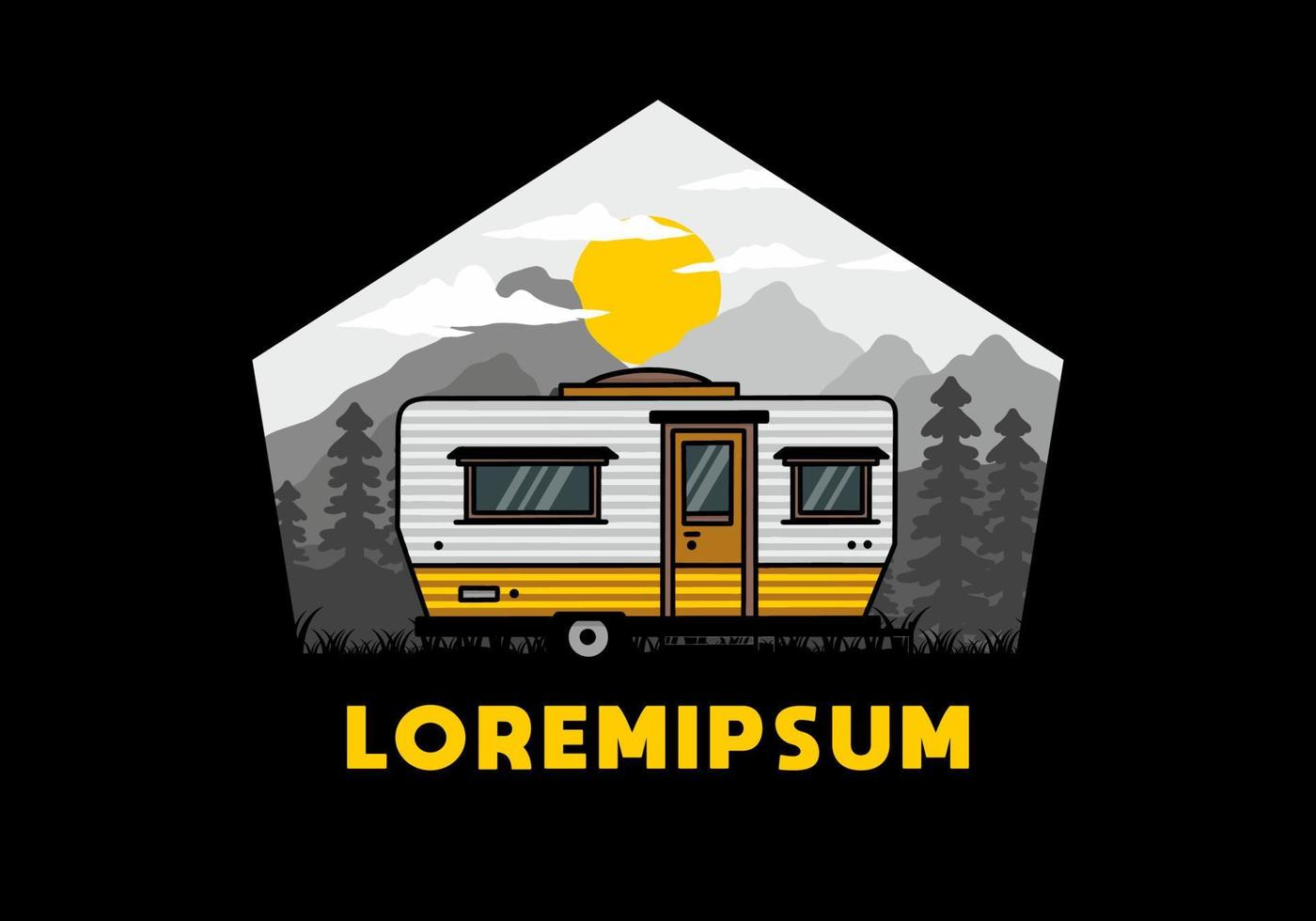Teardrop van camper illustration badge design vector