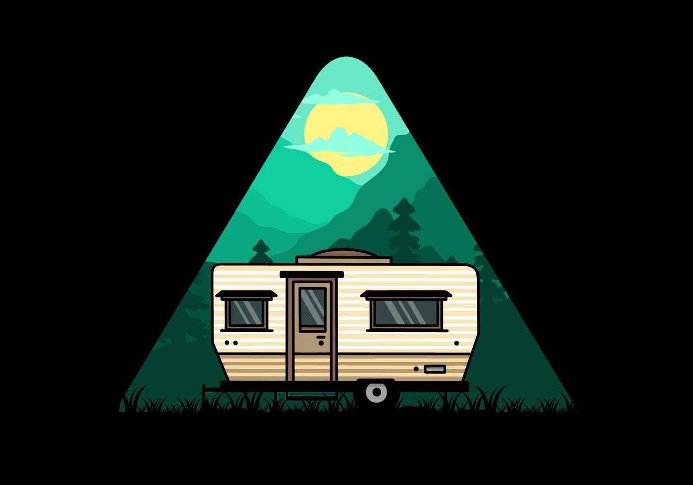 diseño de insignia de ilustración de camper furgoneta en forma de lágrima vector