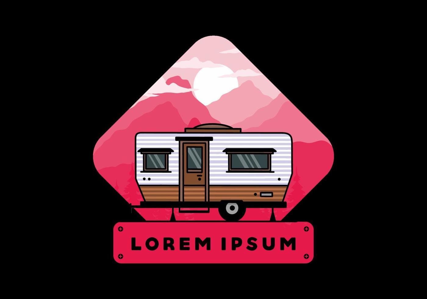 diseño de insignia de ilustración de camper furgoneta en forma de lágrima vector