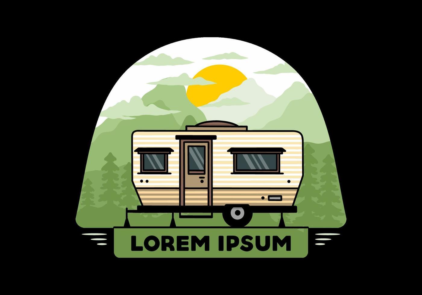 diseño de insignia de ilustración de camper furgoneta en forma de lágrima vector