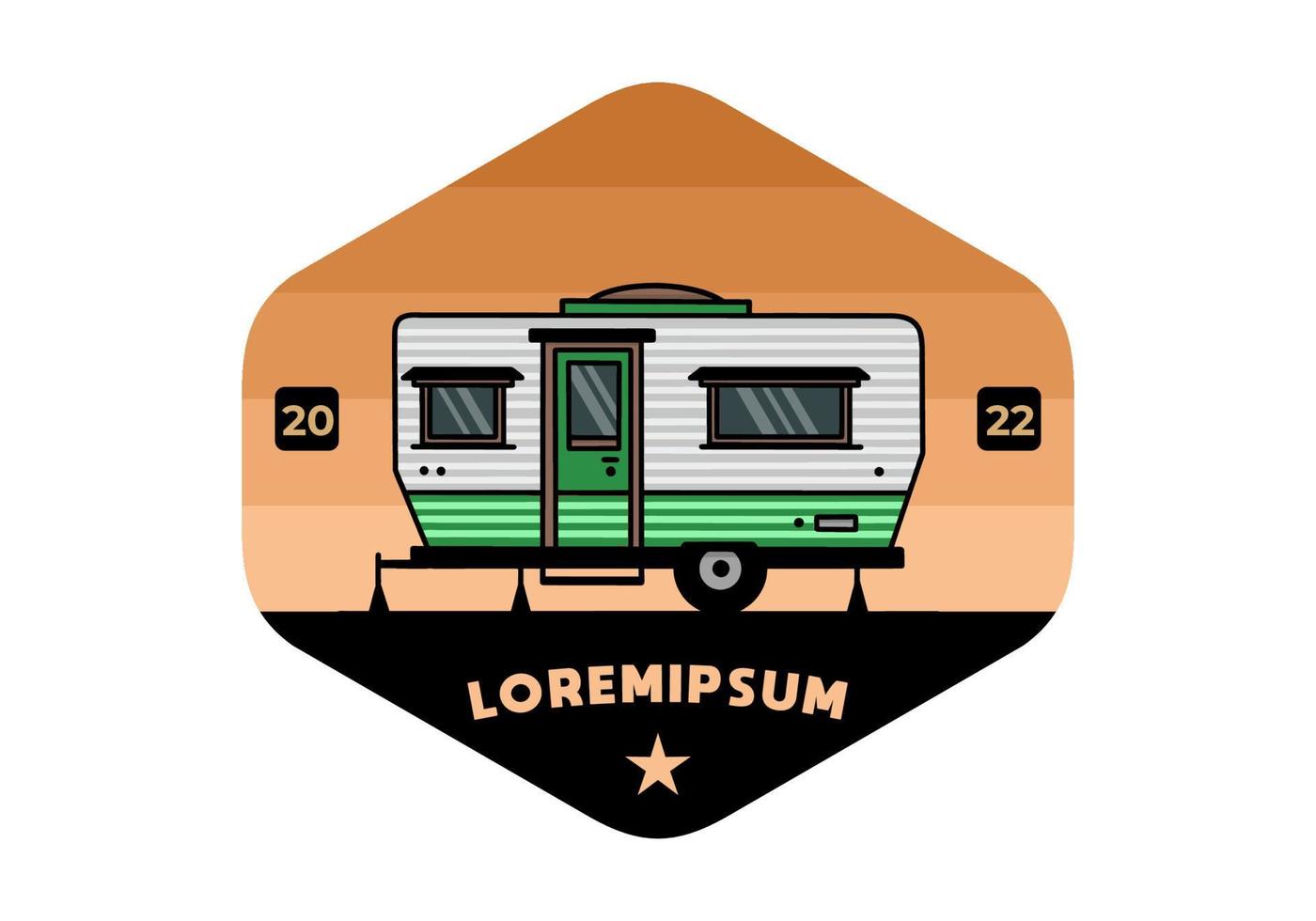 diseño de insignia de ilustración de camper furgoneta en forma de lágrima vector