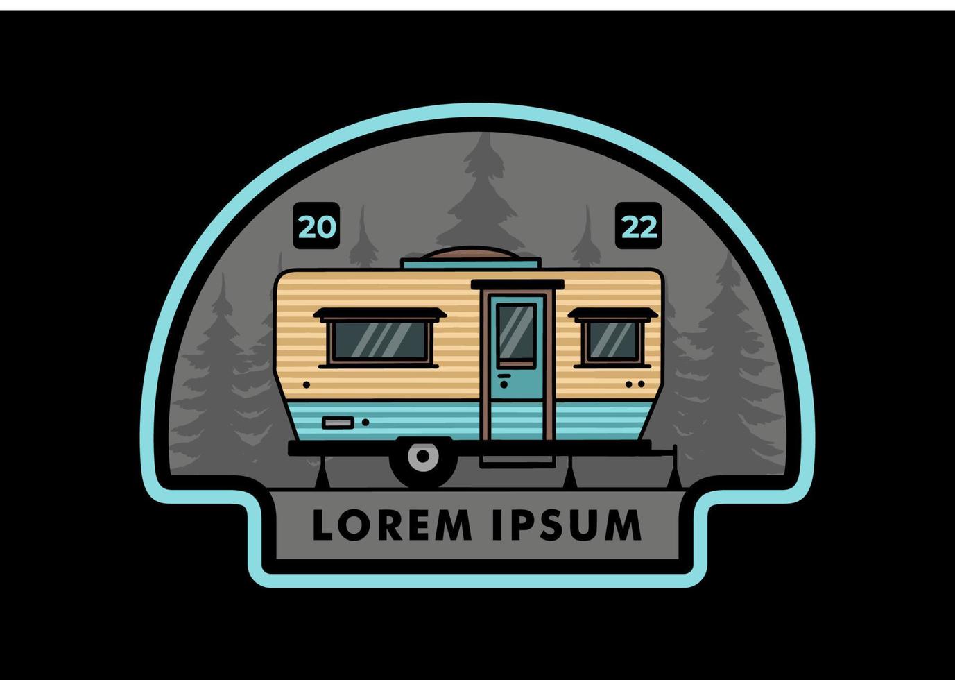 diseño de insignia de ilustración de camper furgoneta en forma de lágrima vector