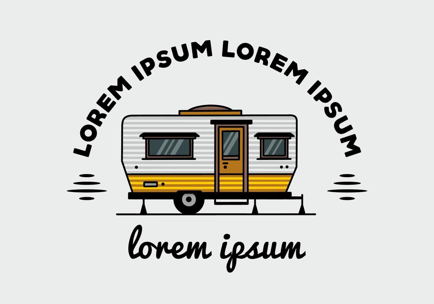 Teardrop van camper illustration badge design vector
