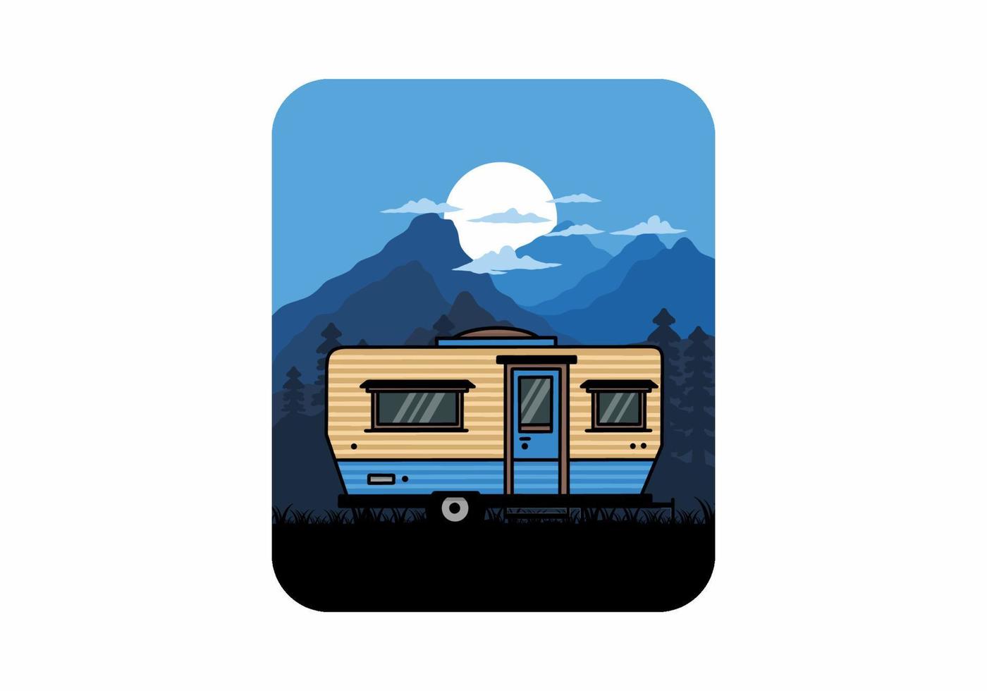 Teardrop van camper illustration badge design vector