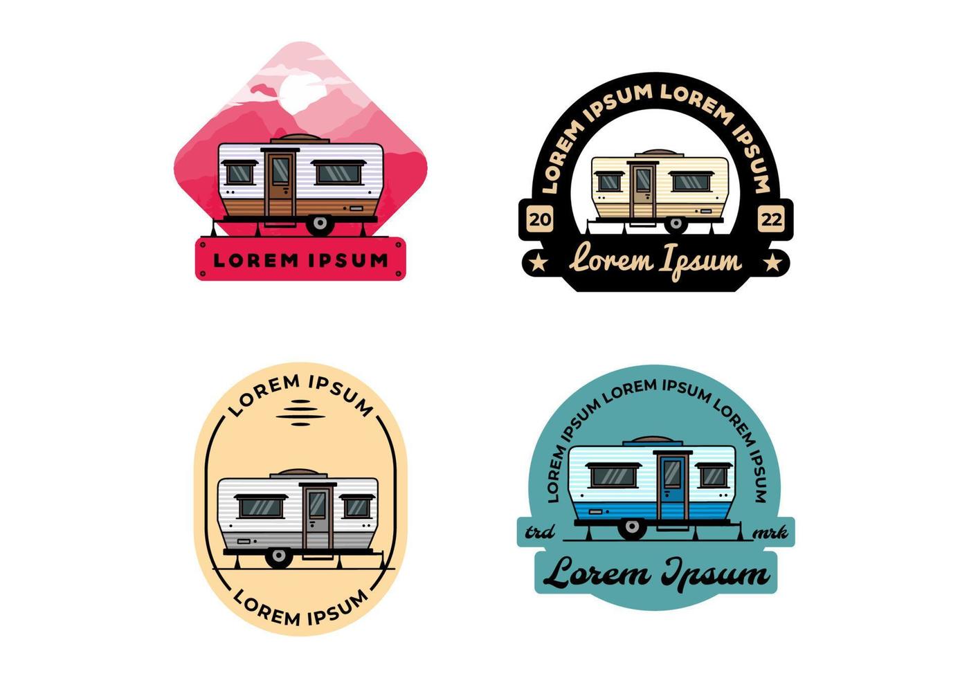 Teardrop van camper illustration badge design vector