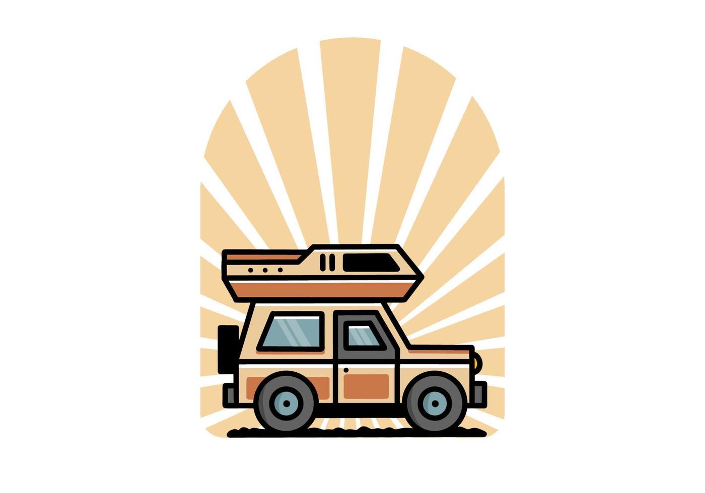 Off road vehicle car camping illustration badge design vector