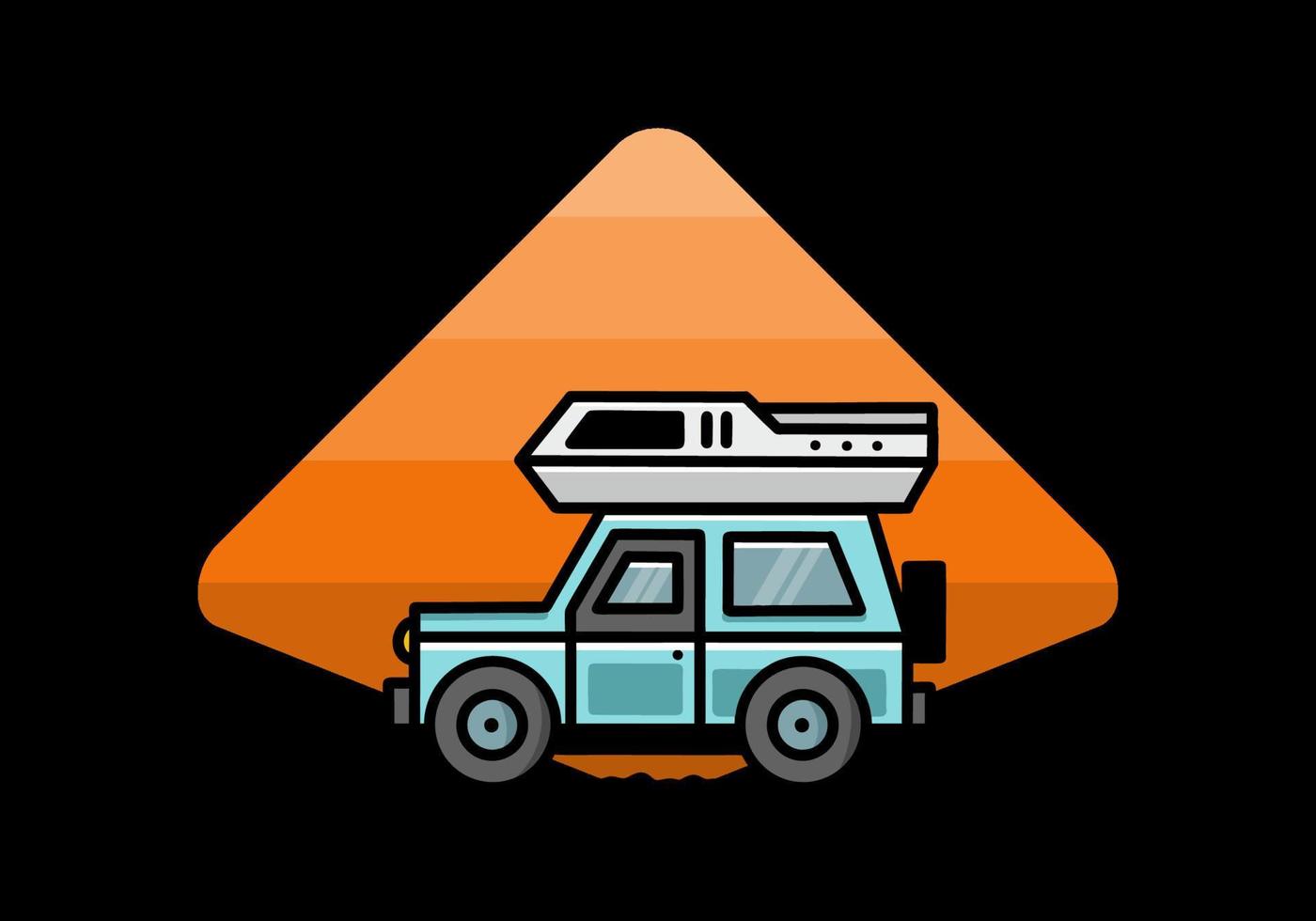 Off road vehicle car camping illustration badge design vector