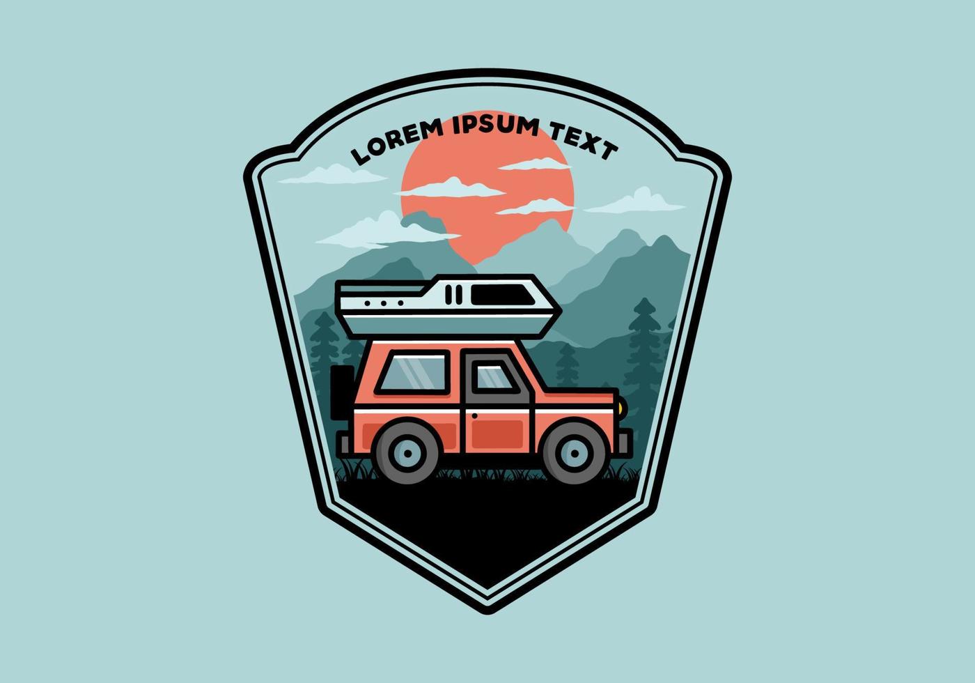 Off road vehicle car camping illustration badge design vector