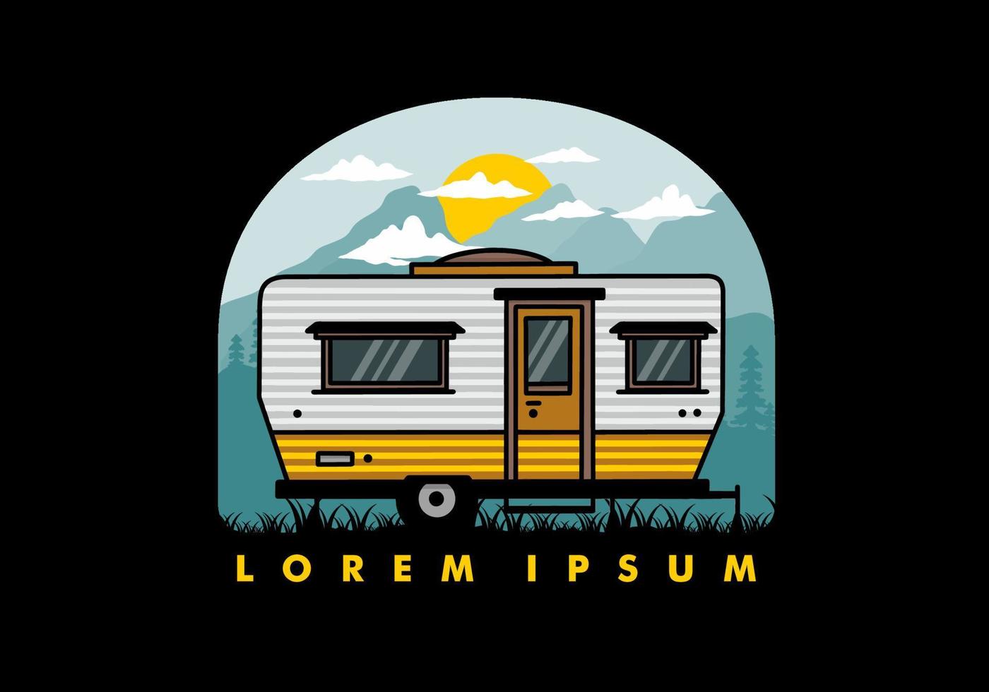 diseño de insignia de ilustración de camper furgoneta en forma de lágrima vector