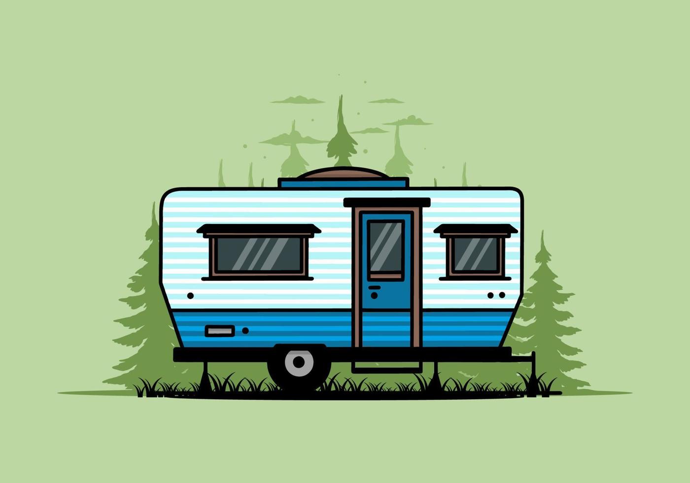 Teardrop van camper illustration badge design vector