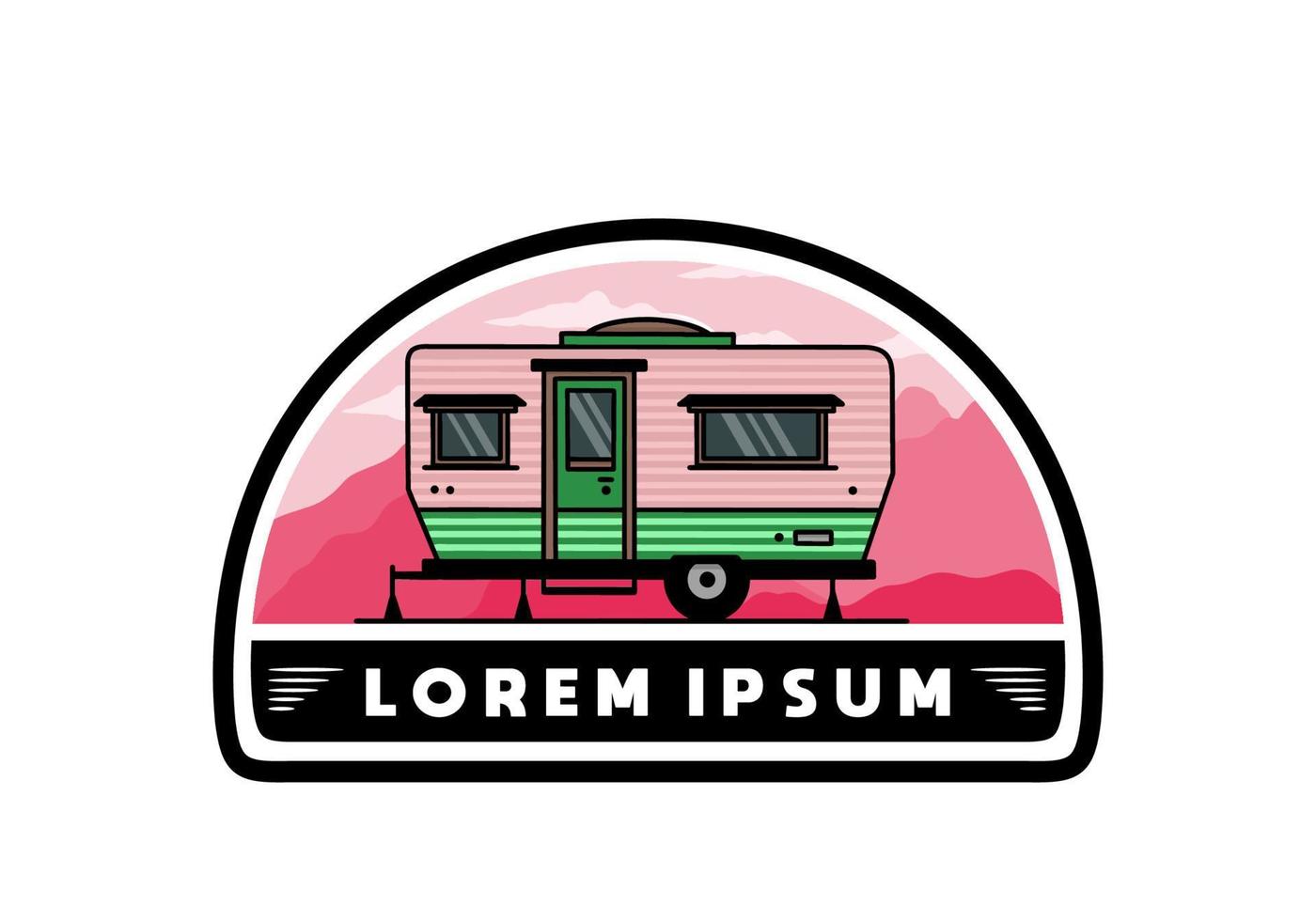 diseño de insignia de ilustración de camper furgoneta en forma de lágrima vector