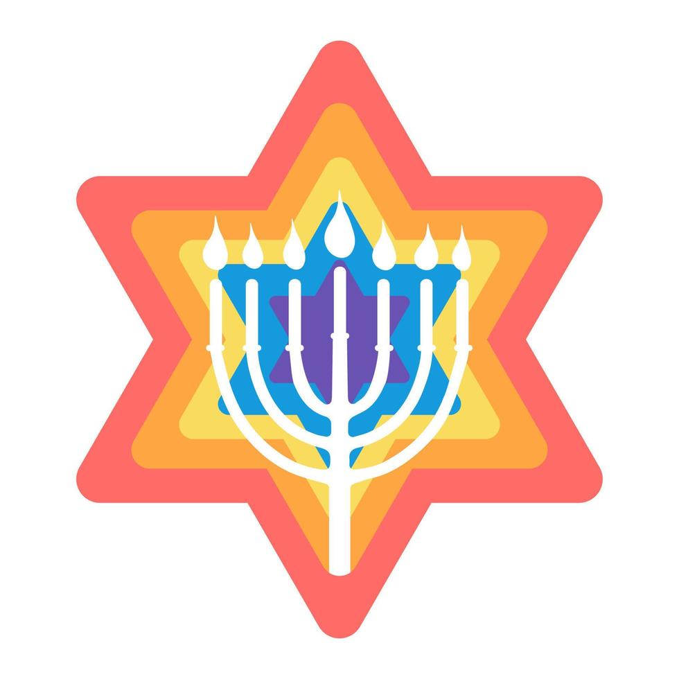 Happy Hunukkah menorah and David star icon vector illustration