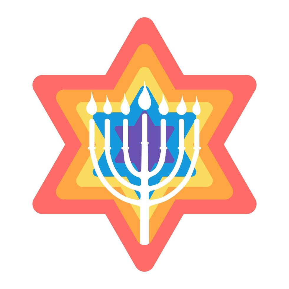 Happy Hunukkah menorah and David star icon vector illustration